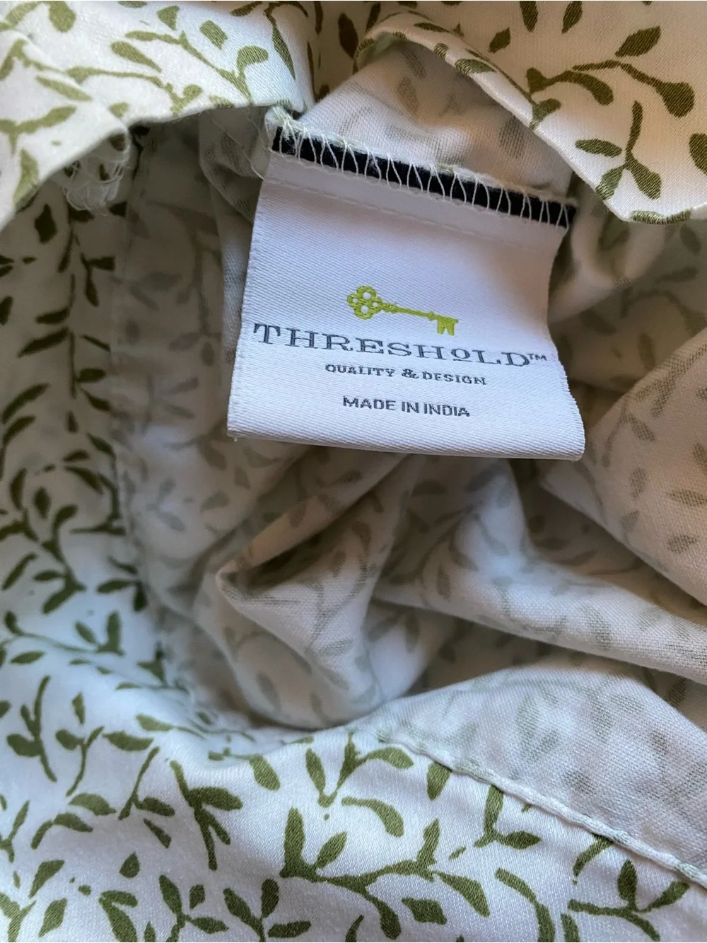 Threshold Cream Green with Olive Leaf Print Full size Pillowcases